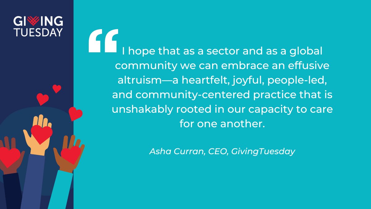 Hilary Pennington (@hpennington_) on Twitter photo I am so proud to serve on the board of #GivingTuesday.
Read more from my friend <a href="/RadioFreeAsha/">Asha Curran</a> about the movement of effusive altruism: ssir.org/articles/entry… I am so proud to serve on the board of #GivingTuesday.
Read more from my friend <a href="/RadioFreeAsha/">Asha Curran</a> about the movement of effusive altruism: ssir.org/articles/entry…