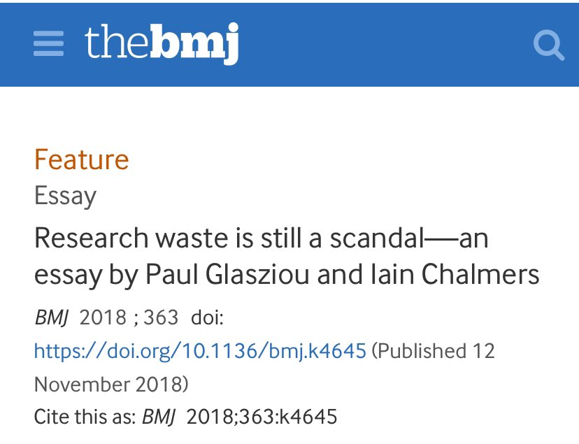 And the shocking scandal of research waste continues. Back in 2018 Paul Glasziou and Iain Chalmers wrote about this and how it was an ongoing problem. We really must do better as a research community. bmj.com/content/363/bm…