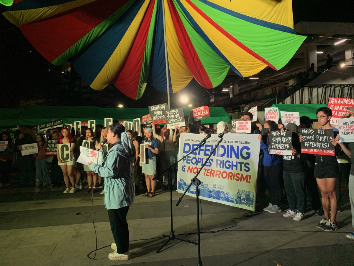 UPBaguioUSC's tweet photo. TIGNAN: Nakiisa ang UP Baguio University Student Council sa naganap na protest action ngayong araw para sa International Day to End Impunity at Day of Action Against Terrorist Designation.
#DefendCordilleraPH
#StandWithCPA https://t.co/SA8qkVGFcy