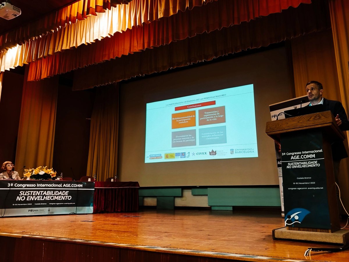 Rodrigo Serrat (<a href="/RodrigoSerrat6/">Rodrigo Serrat</a>)  has recently participated in the third Congress of the Interdisciplinary Research Unit - Functional Ageing Communities <a href="/IPCBoficial/">IPCB</a>. 
He talked about civic engagement and the findings related to CIVEX's research project
