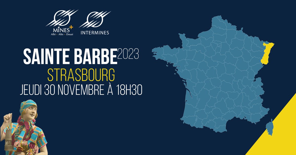 🔥Sainte Barbe 2023 · Strasbourg 🔥
 Il ne vous reste que quelques jours pour vous inscrire à la Sainte Barbe de Strasbourg !🥳
📅 Jeudi 30 novembre
⏰18h30📌
Petit Faubourg à Strasbourg (67)
Confirmez votre présence dès maintenant ! bit.ly/Saintebarbe23_…