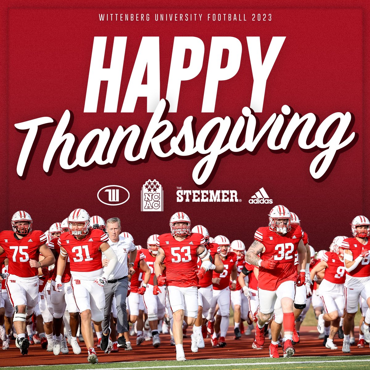 Happy Thanksgiving! from: Our Family to: Yours Hope everyone has a safe, healthy, and happy holiday - running to the food table! #TigerUp #Wittenberg #HappyThanksgiving #D3FB