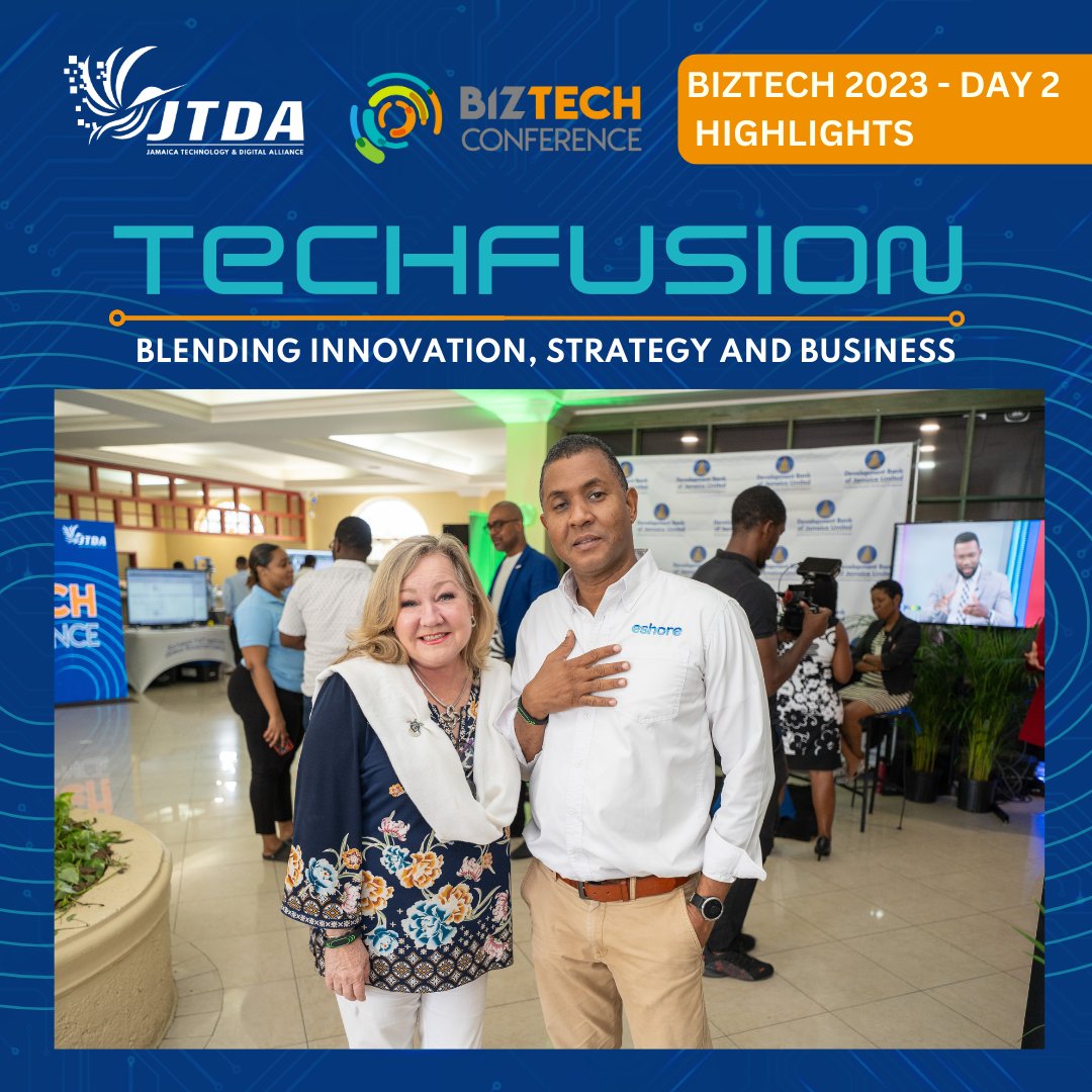 thejtda's tweet photo. BizTech 2023 created an unforgettable atmosphere for networking, learning and engagement among our sponsors, speakers and attendees.
Check out our highlights from Day 2 at The Summit, Kingston, Jamaica.
#JTDA #BizTech2023 #TechFusion #Innovation #Strategy #Business https://t.co/GaVxuYZDiZ