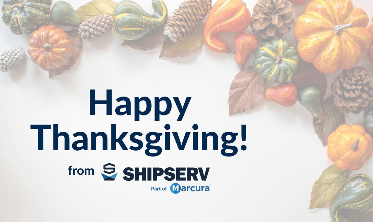 ShipServ's tweet photo. Happy #Thanksgiving from all of us at ShipServ. 🍁 We're grateful for our community's partnership, and hope you have a wonderful holiday. 

#HappyThanksgiving https://t.co/IG1YwwFB5d