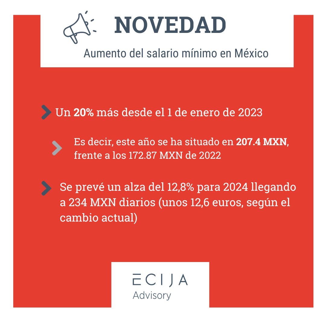 El objetivo es que el salario mínimo sea suficiente para mantener a una familia de cuatro personas y reducir los niveles de pobreza. 

Conoce todos los detalles 👇

#ECIJAAdvisory #ECIJAAdvisoryMexico #salariominimoMéxico