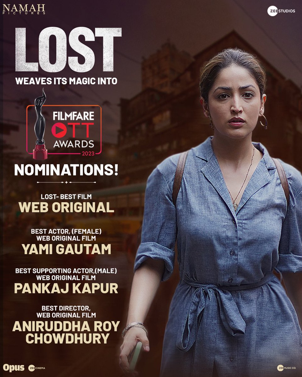 Thrilled and honoured to share that #Lost has earned its place in the @filmfare with nominations! @ZeeStudios_ @aniruddhatony @yamigautam #PankajKapur @R_Khanna @neilbhoopalam @PiaBajpai @tusharpandeyx @namahpictures @shariqpatel @shareenmantri @kishor_arora @samsferns…