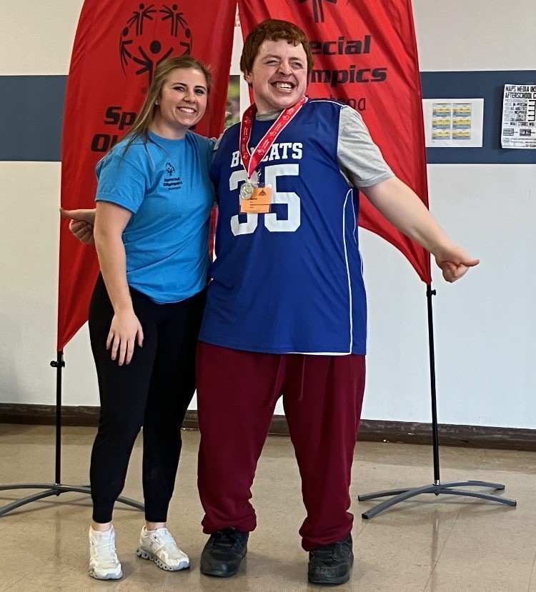 Jarrod is a Bozeman Outreach Bobcat and has been with Special Olympics for 8 years.
Through his hard work, persistence, and heart that beats for SOMT, Jarrod has made tremendous progress in all areas so far this season. Great Work, Jarrod!
