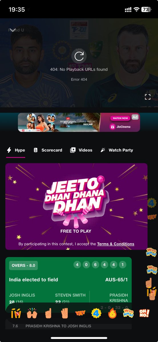 deepeshar's tweet image. ⁦@JioCinema⁩ ⁦@JioCinema_Care⁩ ⁦@JioCare⁩ Todays match live streaming not working from last 15 minutes. #JioCinemaNotWorking