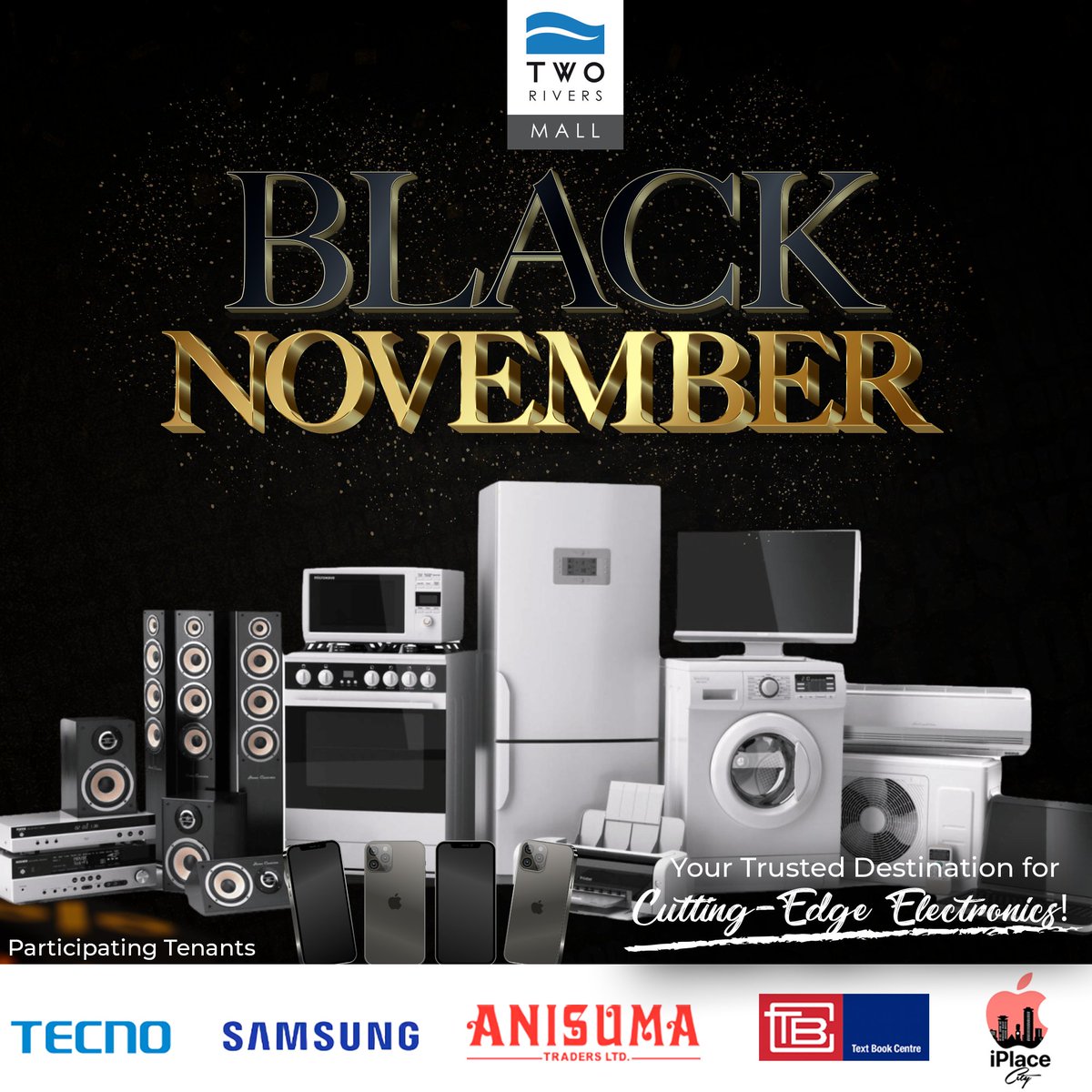 Afrowavve's tweet photo. Unleash the shopping spree at Two Rivers Mall, 🇰🇪. Over 100 stores, all categories participating, with jaw-dropping deals over 50% off! 🎉 Visit Two Rivers mall to enjoy deals on the big Black Friday Sale. #TRBlackNovember 💸  visit @tworivers_ke and shop your heart out. https://t.co/NZBf23Lnn9