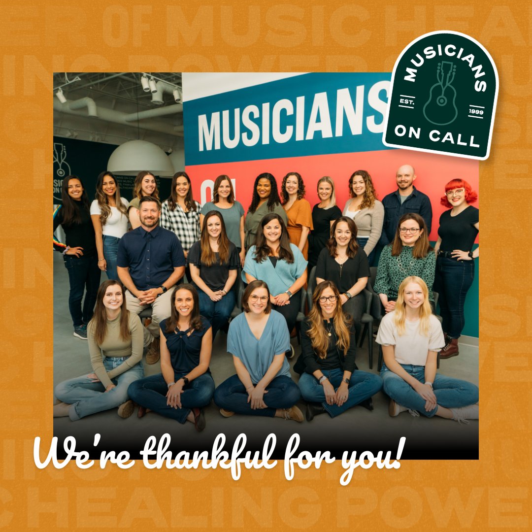 This Thanksgiving, Team MOC is sending you a huge THANK YOU! Because of your support, we are able to work day after day, all for the healing power of music. Sending all of our gratitude to you today!