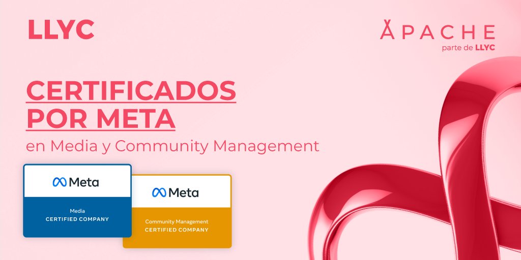 LLYC_Global's tweet photo. ¡Gran noticia para el equipo de @apachedigital_!  Nuestros colegas obtienen la máxima certificación de Meta para empresas ✨

Este logro demuestra nuestra capacidad para concebir campañas ➕ efectivas y nuestro firme compromiso con la excelencia digital 🔗https://t.co/b5Q49TZaXU https://t.co/eg0Z1jOaL0