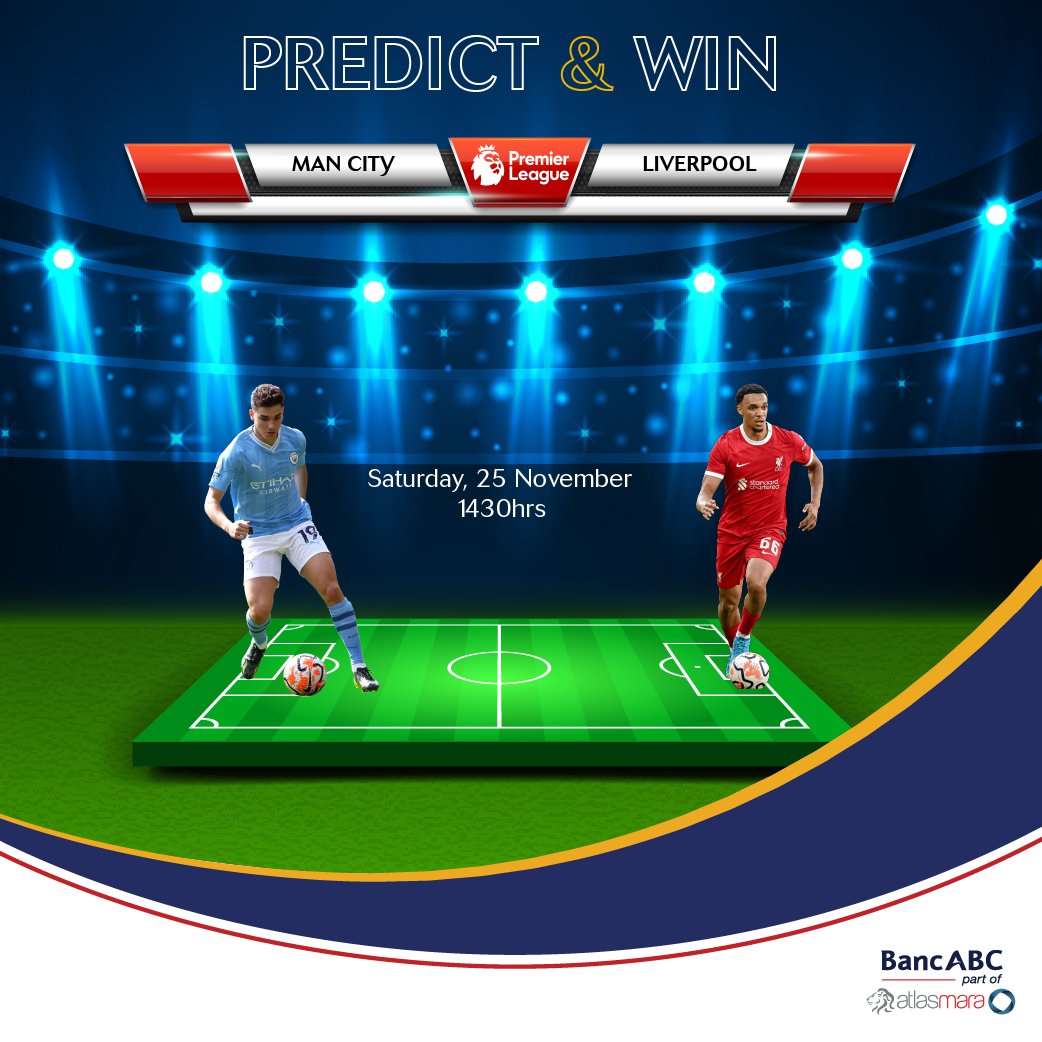 BancABC Zimbabwe (@bancabczw) on Twitter photo Predict โฝ๏ธ & stand a chance to WIN some cool merchandise๐ฅณ.
Correctly predict the final score for Man City & Liverpool before kick-off.
โ
Follow <a href="/BancabcZW/">BancABC Zimbabwe</a>
โ
Like & retweet this post
โ
Tag 4 friendsย
*First correct prediction meeting all requirements wins!
*Ts & Cs apply. Predict โฝ๏ธ & stand a chance to WIN some cool merchandise๐ฅณ.
Correctly predict the final score for Man City & Liverpool before kick-off.
โ
Follow <a href="/BancabcZW/">BancABC Zimbabwe</a>
โ
Like & retweet this post
โ
Tag 4 friendsย
*First correct prediction meeting all requirements wins!
*Ts & Cs apply.