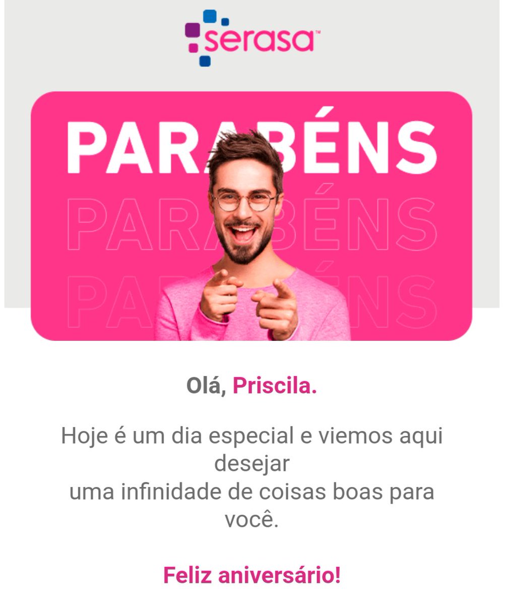 O que dizer qdo o primeiro "parabéns" do dia vem do <a href="/tonaserasa/">Serasa</a> ?