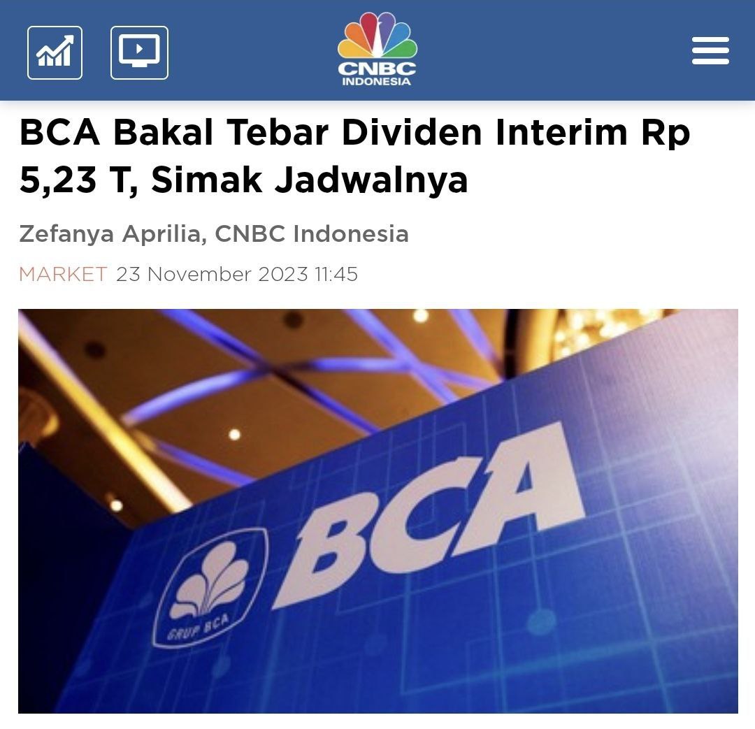 HumanWow72101's tweet photo. BREN masih beda kelas dengan BBCA.

Beberapa waktu lalu BREN mengumumkan bahwa mereka akan membagikan Dividend pertama mereka semenjak listing yaitu besar Rp 523 miliar.

Dan sekarang BBCA mengumumkan bahwa mereka akan membagikan dividend, Rp 5,23 triliun.

Exactly 10 kali lipat https://t.co/5soDfoVBbW