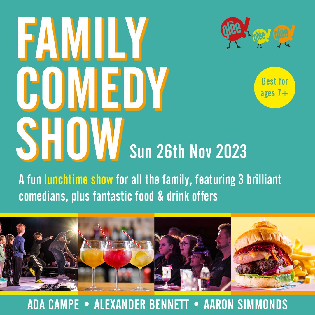 The Glee Club Birmingham (@gleeclubbham) on Twitter photo Our lunchtime family comedy show returns this afternoon, featuring the hilarious <a href="/AdaCampe/">Ada Campe</a>, <a href="/AlexyBennett/">Alexander Bennett - Full special now on YouTube!</a> & <a href="/RollingComedian/">Aaron Simmonds</a>!
Doors: 12pm
Last entry: 12:30pm
Approx finish: 2:10pm
You don’t need the babysitter to come and enjoy your weekend stand-up! 🎟️ bit.ly/FamilyShowBham Our lunchtime family comedy show returns this afternoon, featuring the hilarious <a href="/AdaCampe/">Ada Campe</a>, <a href="/AlexyBennett/">Alexander Bennett - Full special now on YouTube!</a> & <a href="/RollingComedian/">Aaron Simmonds</a>!
Doors: 12pm
Last entry: 12:30pm
Approx finish: 2:10pm
You don’t need the babysitter to come and enjoy your weekend stand-up! 🎟️ bit.ly/FamilyShowBham