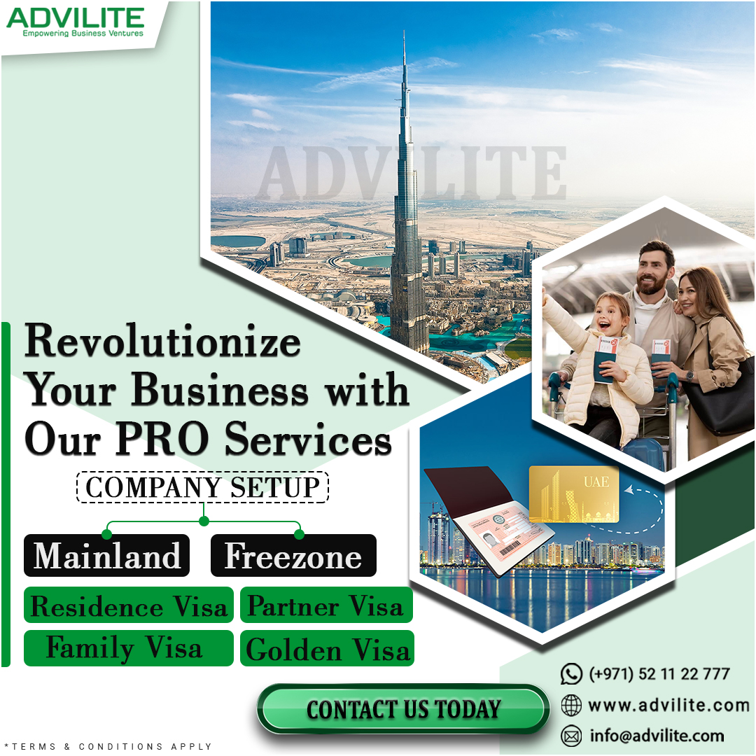 advilite's tweet photo. Revolutionize your business with Advilite's cutting-edge PRO Services! From hassle-free Company Setup in Mainland or Freezone to securing Residence, Partner, Family, or Golden Visa.
#advilite #mainland #freezone #companysetupuae  #resdencevisa #goldenvisa #partnervisa #familyvisa https://t.co/57sDO2MkOO