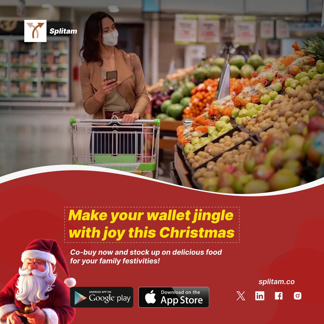 splitamco's tweet photo. Make your wallet jingle with joy this Christmas! 🎁💰 Co-buy now and stock up on delicious food for your family festivities! 🛒✨ It's time to spread the cheer and fill your table with smiles. 🌟🍽️ 
#FestiveFeasts 
#CoBuyBliss
#savetogether 
#Sharecost 
#Splitam
#splitamco https://t.co/yaX6nmKTlS