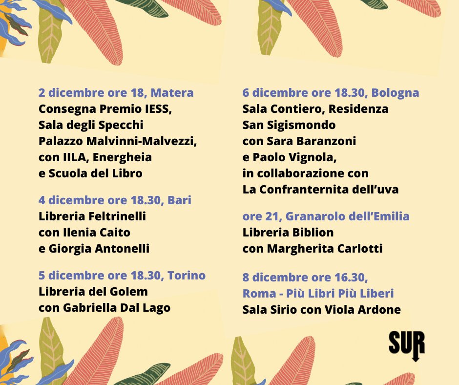 🥁 La «Febbre di carnevale» arriva in Italia! 📌 Dal 2 all'8 dicembre Yuliana Ortiz Ruano sarà in Italia per ritirare il premio IESS e per raccontare il suo libro ai lettori di tutta Italia. 📅 Ecco a voi tutte le tappe. Vi aspettiamo!