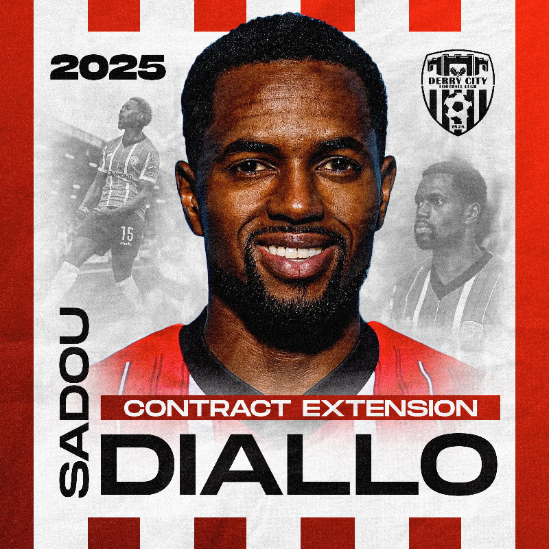 derrycityfc's tweet photo. Diallo's Back For More 🚨✍️

City midfielder Sadou Diallo has signed a new contract with the club and will remain at the Brandywell until 2025.