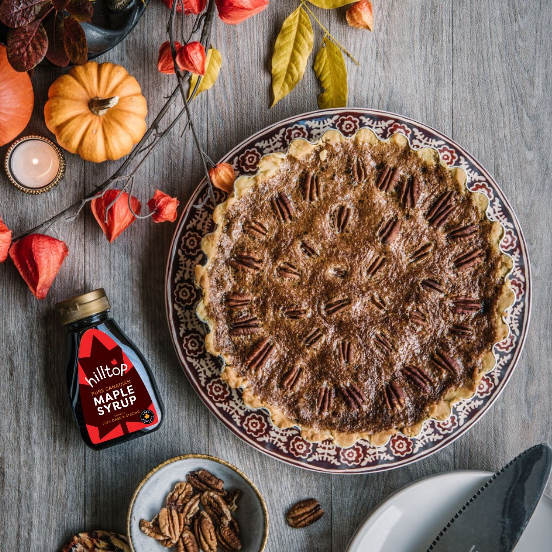 Our Very Dark Maple Syrup was literally made for this Maple Pecan Pie. It’s rich, it’s powerful, it’s FULL of bold flavour. The ONLY dessert you need at Thanksgiving this year! 🧡 bit.ly/3QGjWqS #Thanksgiving #PecanPie #Thanksgivingfood ##HilltopMapleSyrup
