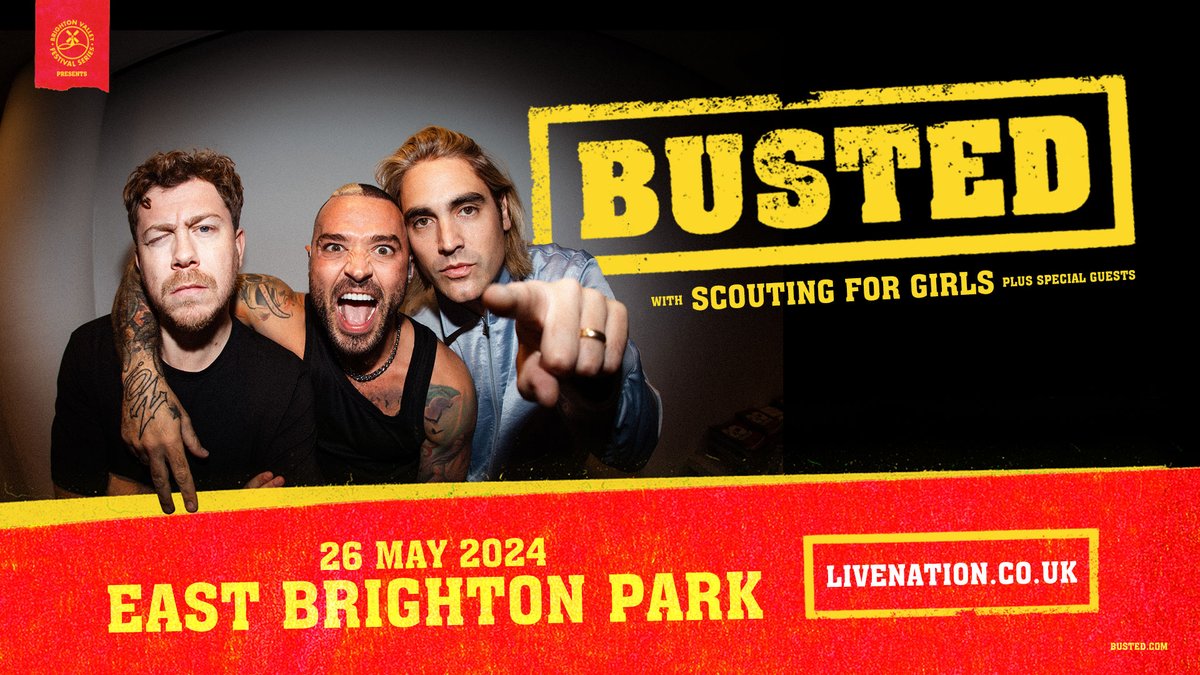 #LNpresale: Chart-topping icons @Busted will make their way to East Brighton Park in May, joined by special guests @Scouting4Girls 🚀 Snap up tickets 👉 livenation.uk/NOZM50Q9M9N