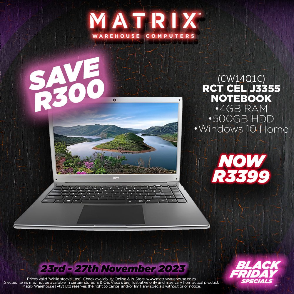 MatrixWarehouse's tweet image. BLACK FRIDAY SUPER SAVINGS START NOW!

KEEP YOUR EYES PEELED THROUGHOUT THE DAY FOR MORE AMAZING DEALS!

Find the entire promotional pamphlet over at matrixwarehouse.co.za/promotions/
.
.
.
.
.
#BlackFridayDeals #Matrixwarehouse #computertechnology #SaveBig #limitedsale #SuperSpecials