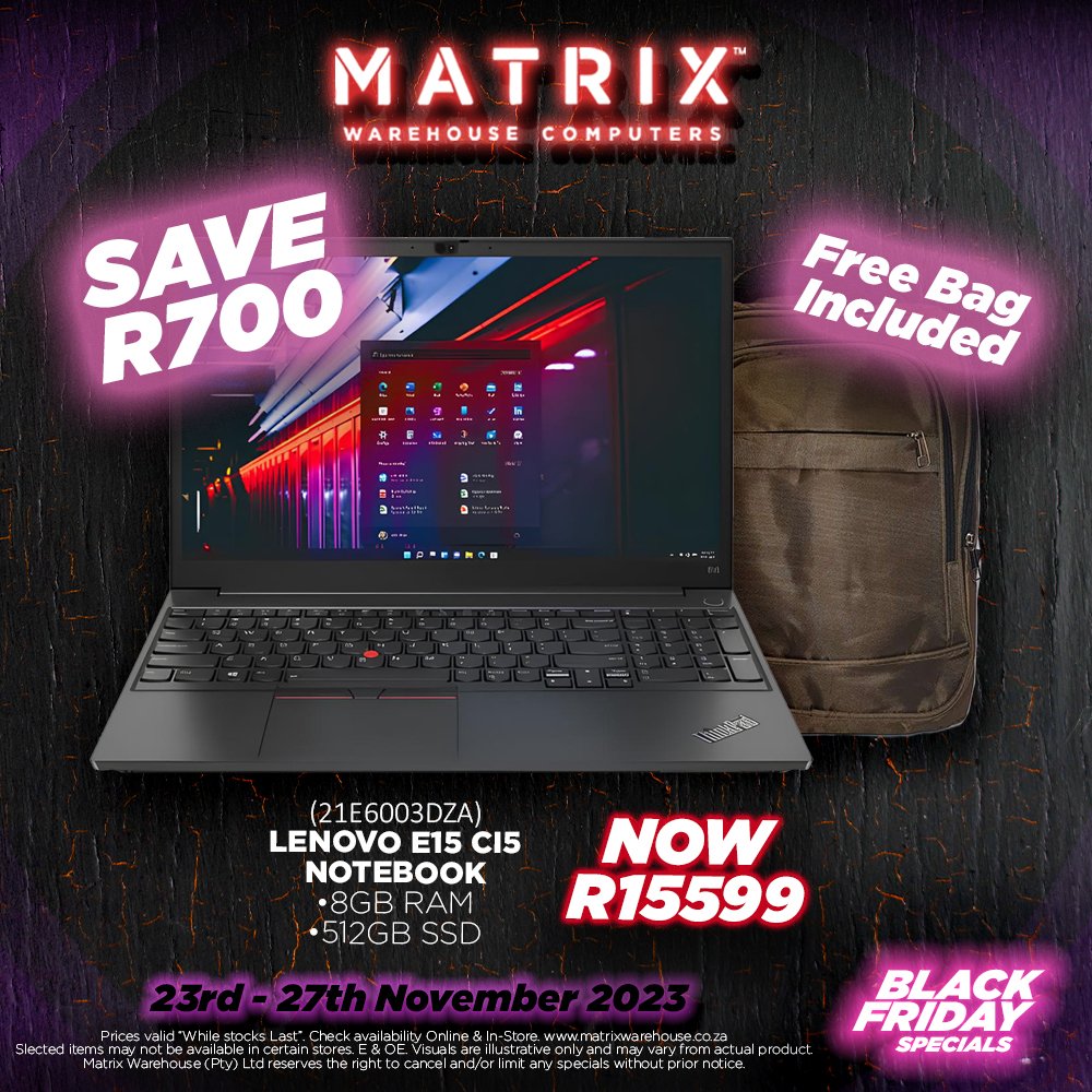 MatrixWarehouse's tweet image. BLACK FRIDAY SUPER SAVINGS START NOW!

KEEP YOUR EYES PEELED THROUGHOUT THE DAY FOR MORE AMAZING DEALS!

Find the entire promotional pamphlet over at matrixwarehouse.co.za/promotions/
.
.
.
.
.
#BlackFridayDeals #Matrixwarehouse #computertechnology #SaveBig #limitedsale #SuperSpecials