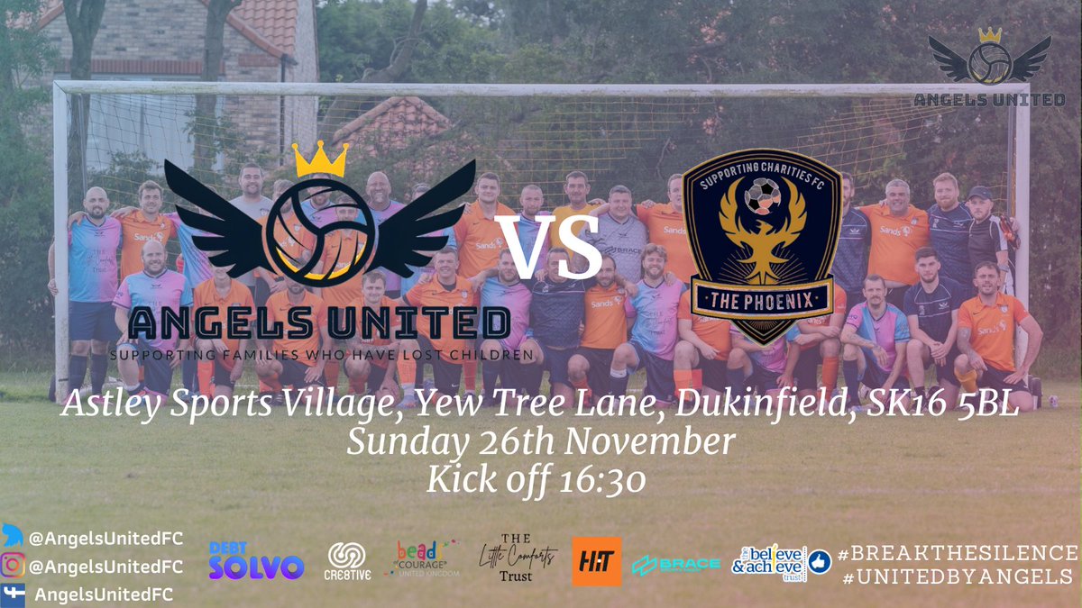 ⚽️Match Announcement⚽️ 🆚@supportSCFC 🏟️@astleysports 📅Sun 26th November 🕟Kick Off 16:30 🎟️Free entry but donations welcome This SUNDAY!! We would love you to all join us to turn the pitch pink & blue as we #BreakTheSilence around baby and child loss