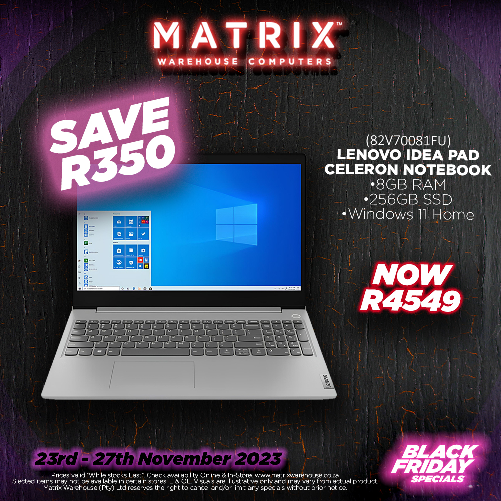 MatrixWarehouse's tweet image. BLACK FRIDAY SUPER SAVINGS START NOW!

KEEP YOUR EYES PEELED THROUGHOUT THE DAY FOR MORE AMAZING DEALS!

Find the entire promotional pamphlet over at matrixwarehouse.co.za/promotions/
.
.
.
.
.
#BlackFridayDeals #Matrixwarehouse #computertechnology #SaveBig #limitedsale #SuperSpecials