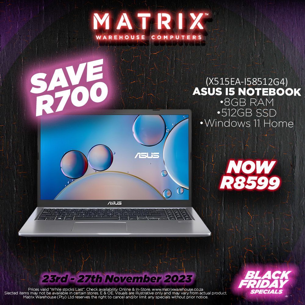 MatrixWarehouse's tweet image. BLACK FRIDAY SUPER SAVINGS START NOW!

KEEP YOUR EYES PEELED THROUGHOUT THE DAY FOR MORE AMAZING DEALS!

Find the entire promotional pamphlet over at matrixwarehouse.co.za/promotions/
.
.
.
.
.
#BlackFridayDeals #Matrixwarehouse #computertechnology #SaveBig #limitedsale #SuperSpecials