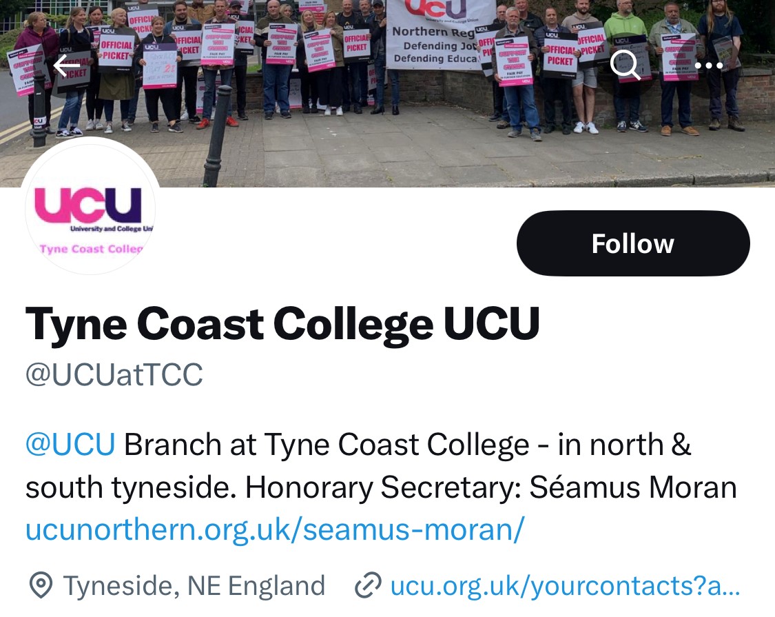 Tyne Coast College UCU tweet media