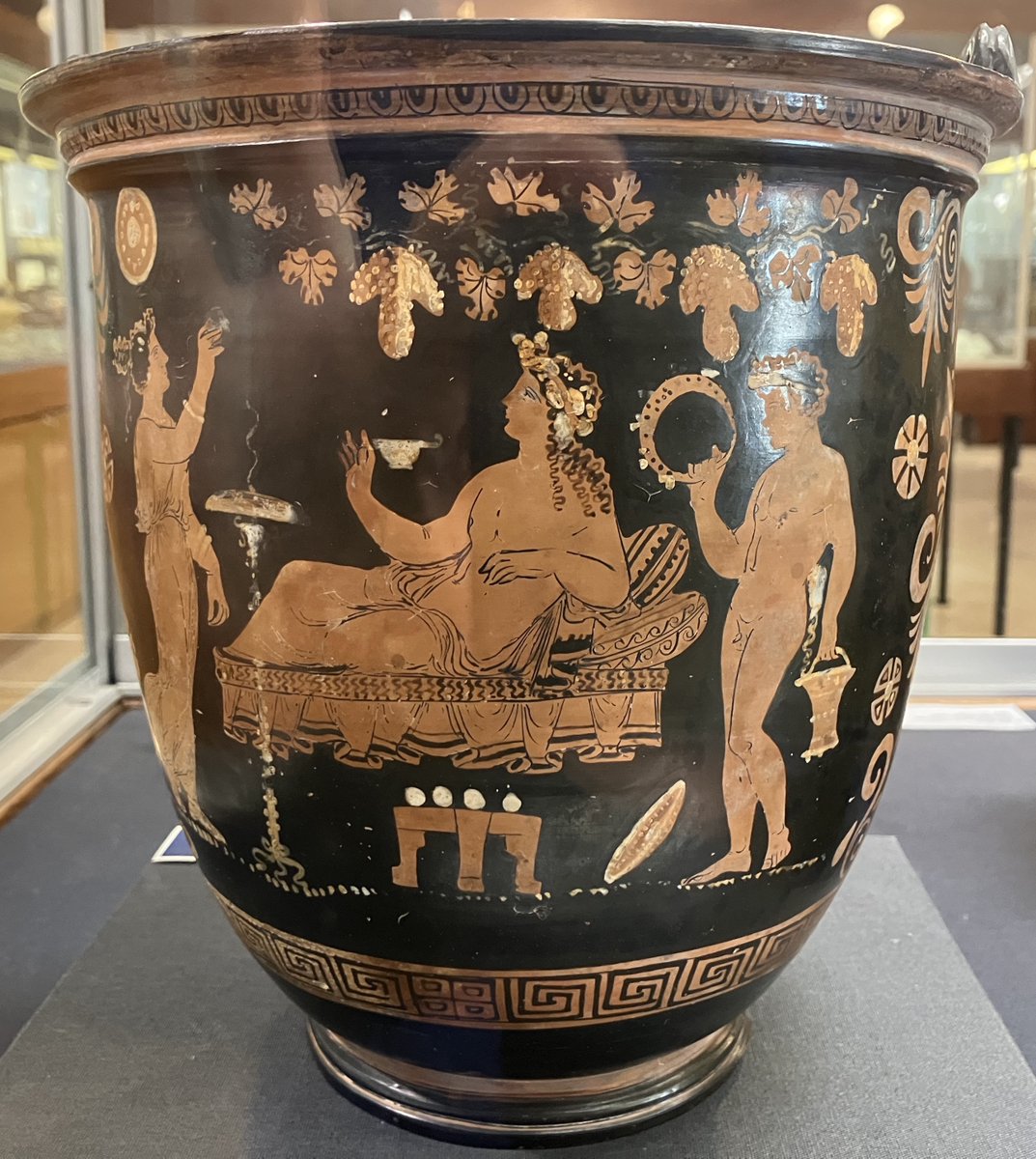 Happy Thanks Giving from all at #UCDClassicalMuseum!!! Dionysus is celebrating in style on our 4th century BC Apulian Situla. Drop by K216 if you would like to see it!