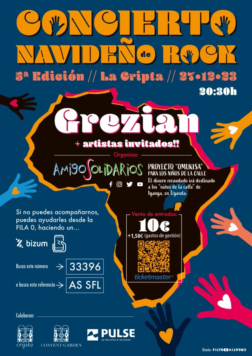 Lo estabais preguntando y por lo tanto esperando:
¡¡ Vuelve el Concierto Navideño !!, ya su quinta edición,lo recaudado ira integramente a nuestro Proyecto Omukisa.
Las entradas  
ticketmaster.es/event/37553...
O con el código QR del cartel!!
Gracias a todos!!
