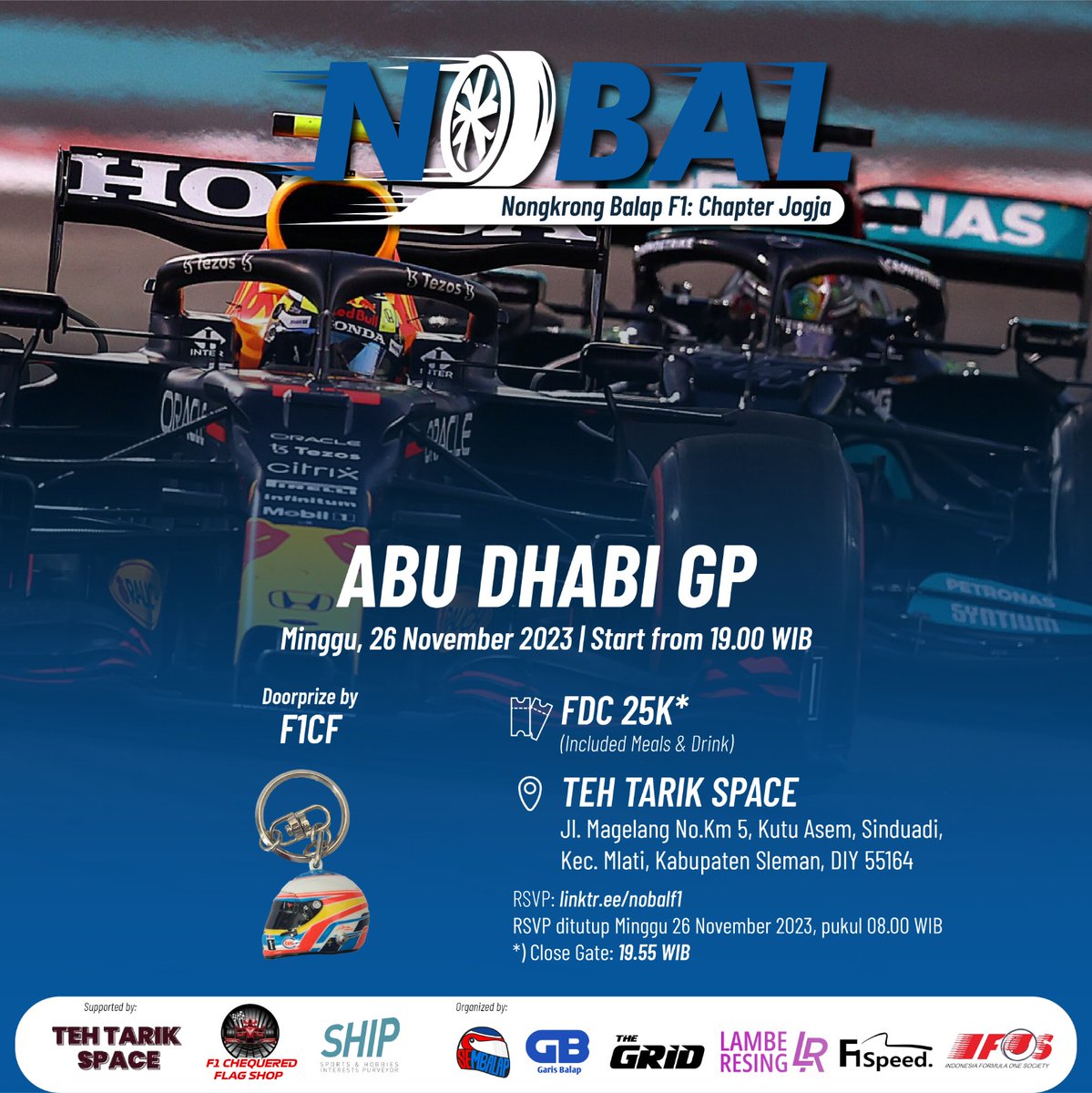 f1speed_indo's tweet photo. 🚨 NOBAL #F1FINALE 

Daripada menutup F1 musim 2023 cuma nonton sendiri di rumah, bakal lebih asik kalau menutup F1 musim ini dengan bernyanyi Wilhelmus bersama-sama..

Warga Jakarta, Bandung, Jogja, dan Surabaya, langsung saja RSVP ke https://t.co/S0v4nBNPdw 

GAAASSS~ https://t.co/z6q8FLADvV