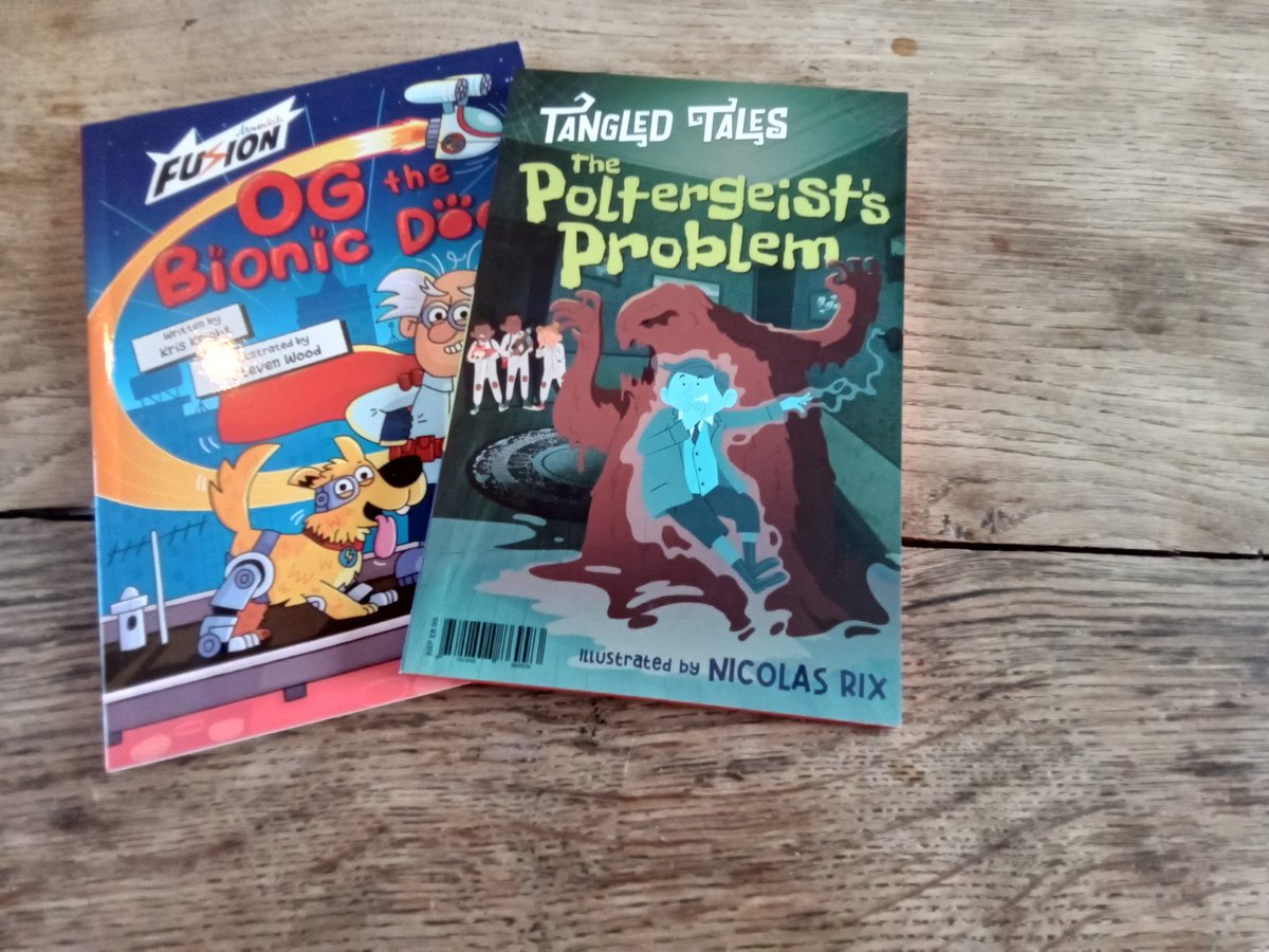 tlander93's tweet photo. My covid brain is coming round! #BookPost Thank you to Abi @maverickbooks for #TangledTales #ThePoltergeistsProblem and #TheSpectreInspectors #WGWhite #NicolasRix Love the double sided Tangled Tales. #OgTheBionicDog #KrisKnight #StevenWood is just the book we need for new readers https://t.co/z4hv6WKKd4