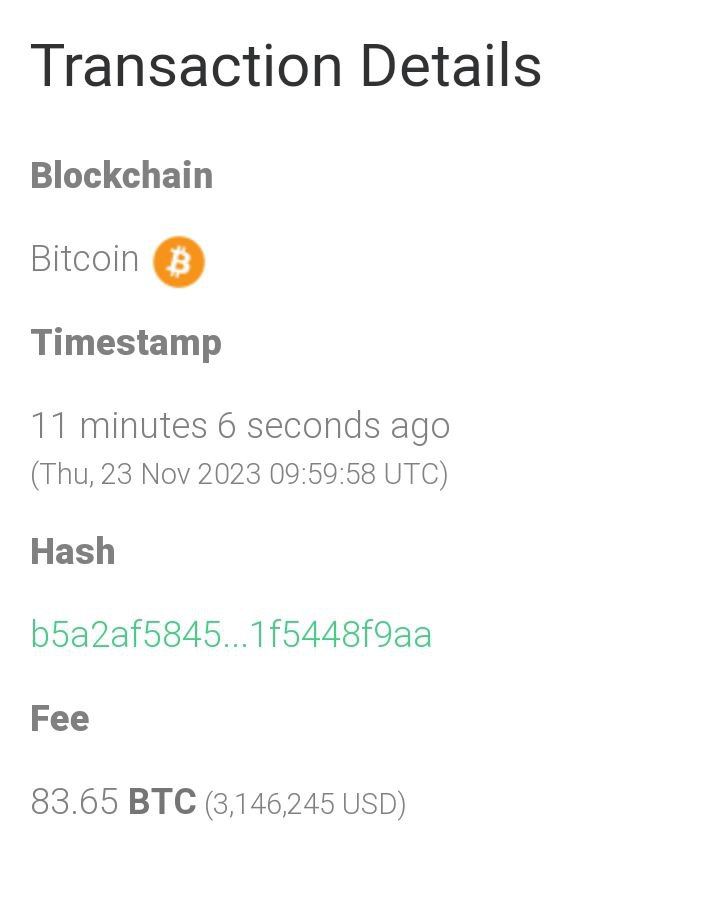 wiseadvicesumit's tweet photo. $3.1M For A Single Transaction 😲🤯

Someone just paid a fee of 83 #BTC (3,146,245 USD) for a single transaction.