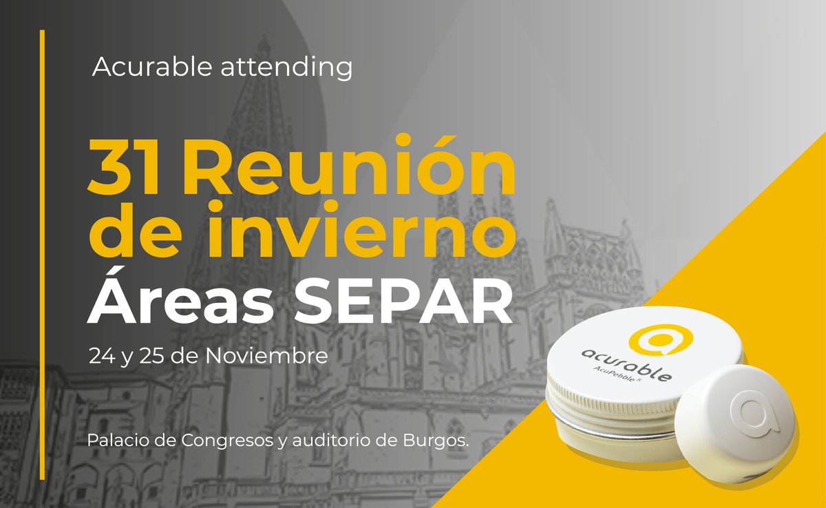 acurable's tweet photo. This Friday and Saturday, Acurable's Business Development Manager Francisco Geijo will be attending the 31st Reunión de Invierno Áreas @SeparRespira  (Sociedad Española de Neumología y Cirugía Torácica) in Burgos, Spain 🇪🇸 https://t.co/vzt50j86ep