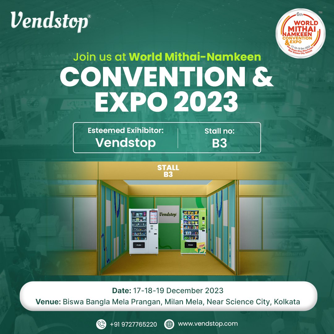 vendstop's tweet image. We are thrilled about our upcoming participation in WMNC. Your presence is the best way to support us as we look forward to being an integral part of the Mithai-Namkeen segment at this event.

#VendingTechnology #SmartVending #Innovation #BusinessSuccess #vendstop