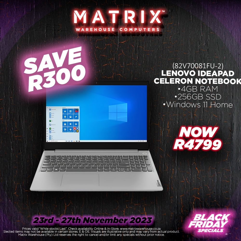 MatrixWarehouse's tweet image. BLACK FRIDAY SUPER SAVINGS START NOW!

KEEP YOUR EYES PEELED THROUGHOUT THE DAY FOR MORE AMAZING DEALS!

Find the entire promotional pamphlet over at matrixwarehouse.co.za/promotions/
.
.
.
.
.
#BlackFridayDeals #Matrixwarehouse #computertechnology #SaveBig #limitedsale #SuperSpecials