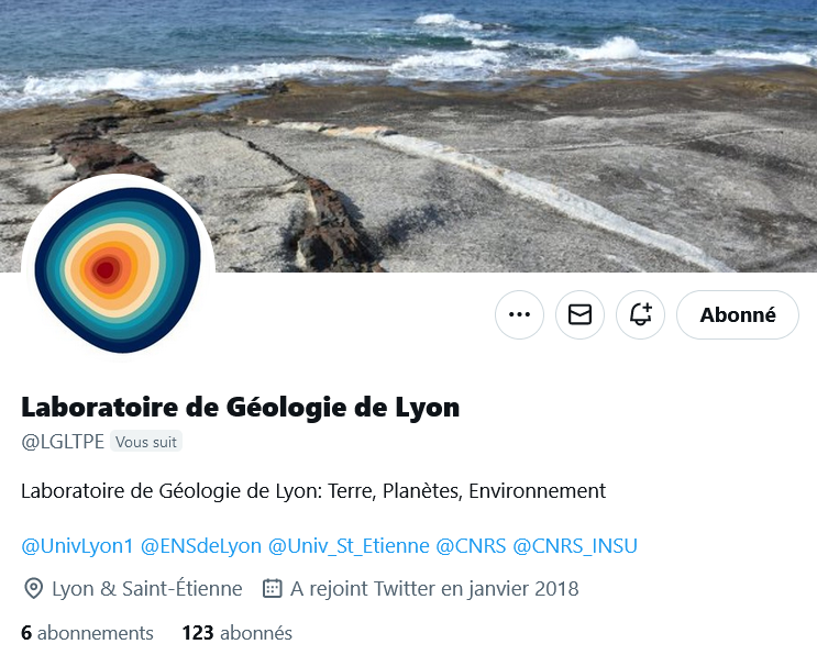 obslyon's tweet photo. 📱 COMPTE À SUIVRE
Le Laboratoire de géologie de Lyon : Terre, planètes, environnement a son propre compte ! Pour vous tenir informé(e) de la vie du labo et de ses recherches, direction @LGLTPE !
(Bien sûr, nous continuerons à partager son actu sur le compte général de l'OSU !) https://t.co/CWqasMv1X5