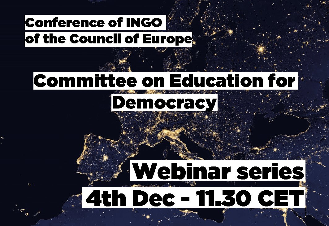 Join the @CoE_NGO  webinar of the Committee Education for Democracy <a href="/CoEDemocracy/">Council of Europe Democracy</a>  and get to know new parctices of how to integrate #education for #democracy in teaching and learning in different sectors.
🗓️4th December 2023
⏰11:30 CET
📌online
✍️ us06web.zoom.us/.../tZUofumorz…...