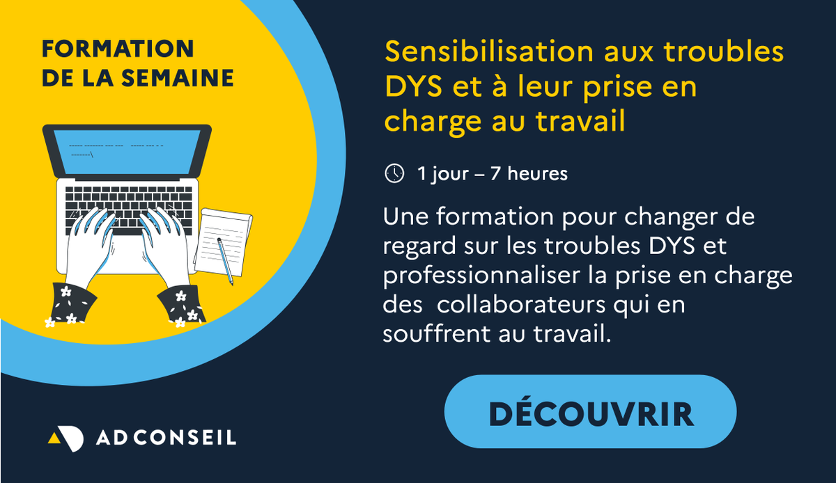 ADCQVT's tweet photo. 📚Cette #formation vous permettra de mieux comprendre les troubles #DYS et leurs conséquences au travail. Vous serez également en mesure de connaître et maîtriser des méthodes de compensation et d'adaptation. #handicap #inclusion
👉Découvrez le programme : https://t.co/s8iSuDI2Ls https://t.co/QIfTGitSoK
