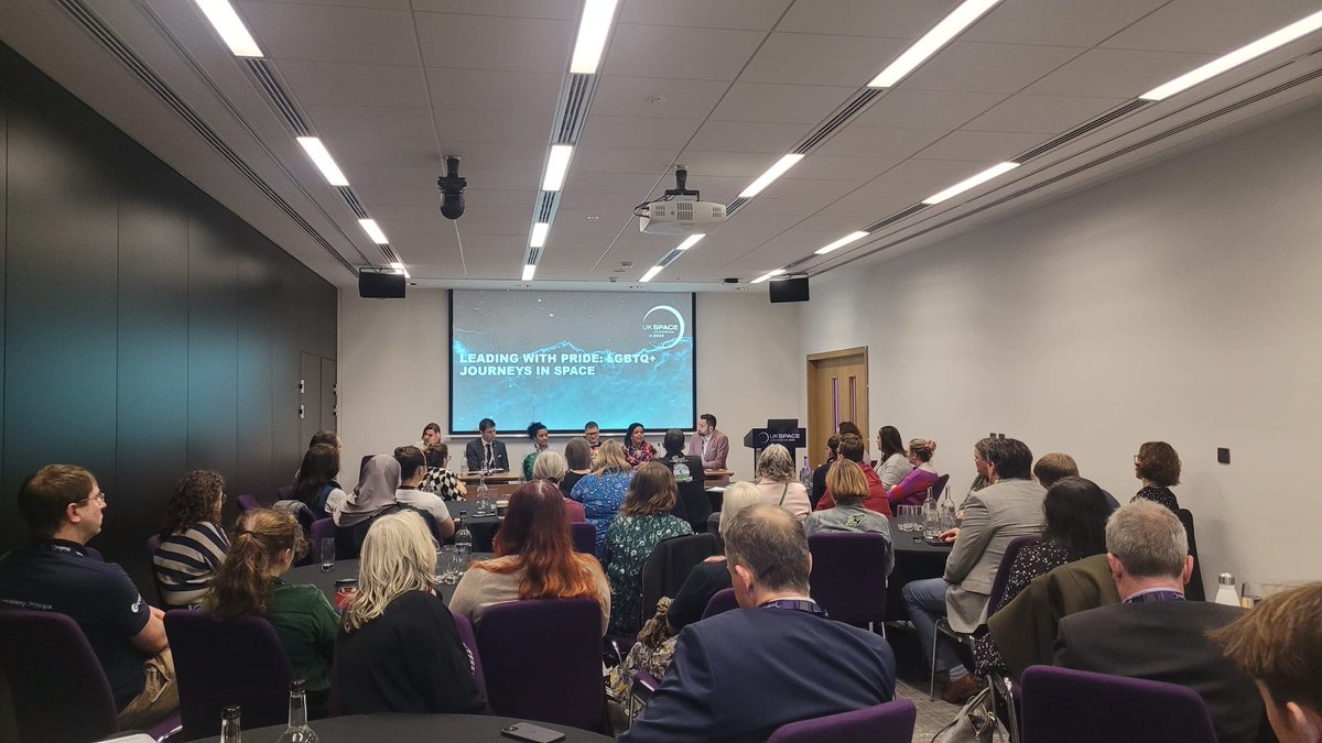 STFC_B2B's tweet photo. It was great to hear about the LGBTQ+ journeys in space from a variety of perspectives at #UKSC2023 this morning, including from STFC's Alan Cross🌌@NWSpaceCluster @STFC_Matters https://t.co/b8Dtas451X