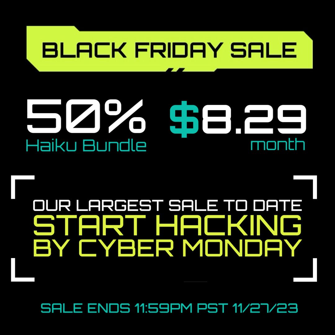 Used by organizations ranging from The Girl Scouts to the US Military and we are bringing our cyber training to your laptop, now more affordable than ever before. Defy the common paradigm of Black Friday by investing in yourself: bit.ly/HaikuBlackFrid…