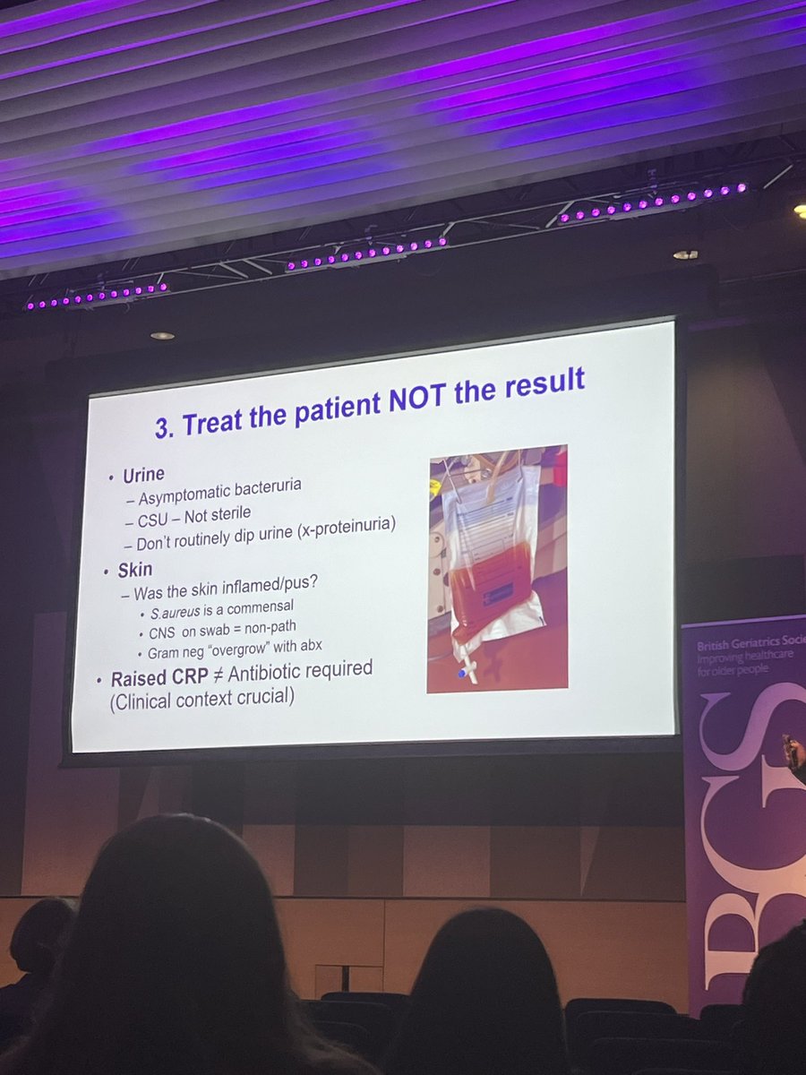 Fantastic talk on anti microbial resistance This says it all for me treat the patient not the result Educate/empower your junior colleagues & support by senior medics who should lead by this example Think/justify why you prescribe abx #BGSconf @GeriSoc