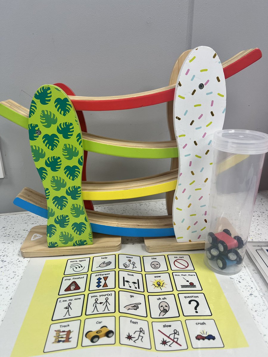 Had the most AMAZING session with a child who is non-verbal this morning modelling the use of communication boards <a href="/AceCentre/">Ace Centre</a> 🤩 he absolutely loved it and was able to consistently point to “more”, “car” and “finished” throughout the session! 👏🏼 What a star! 🌟 I love my job! ❤️