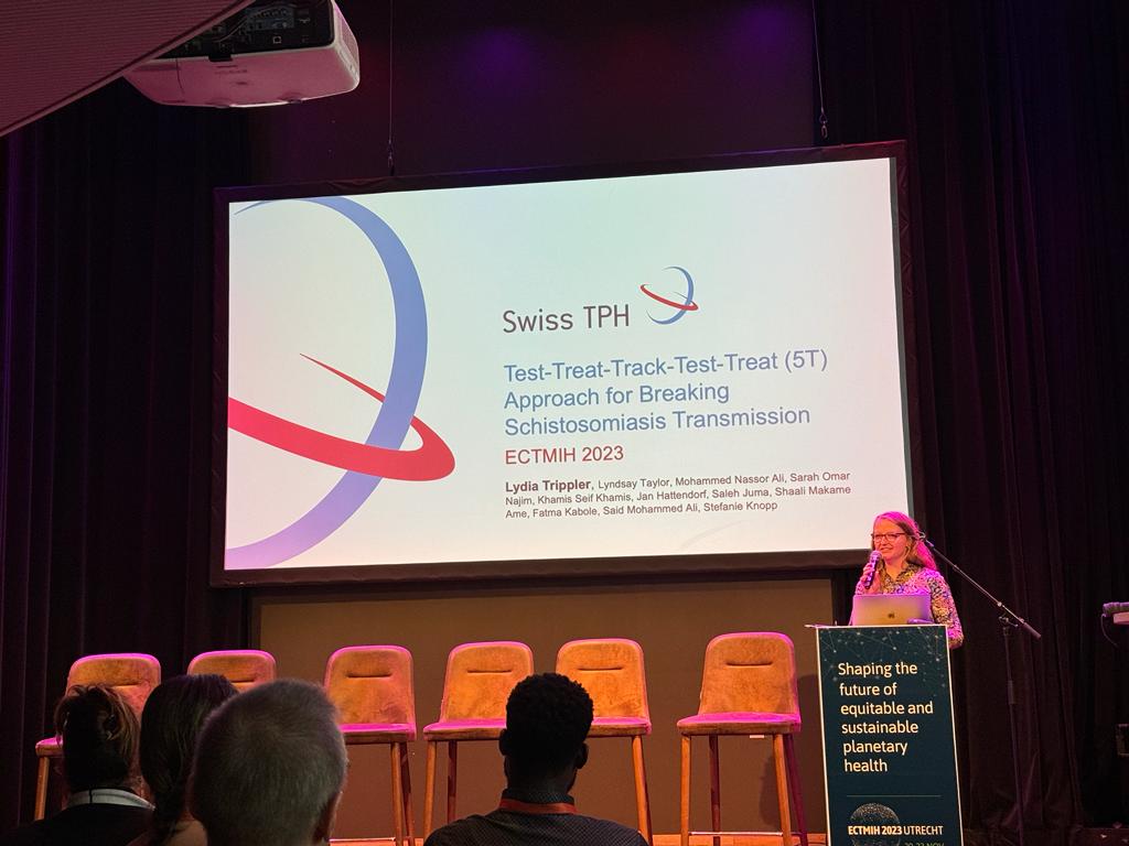 LydiaTrippler's tweet photo. I'm grateful that I could present today at #ECTMIH2023 about our test-treat-track-test-treat interventions to break #Schistosoma transmission in Pemba #Tanzania. #SchistoBreak #breakNTDs https://t.co/nRQ2QDDEyX