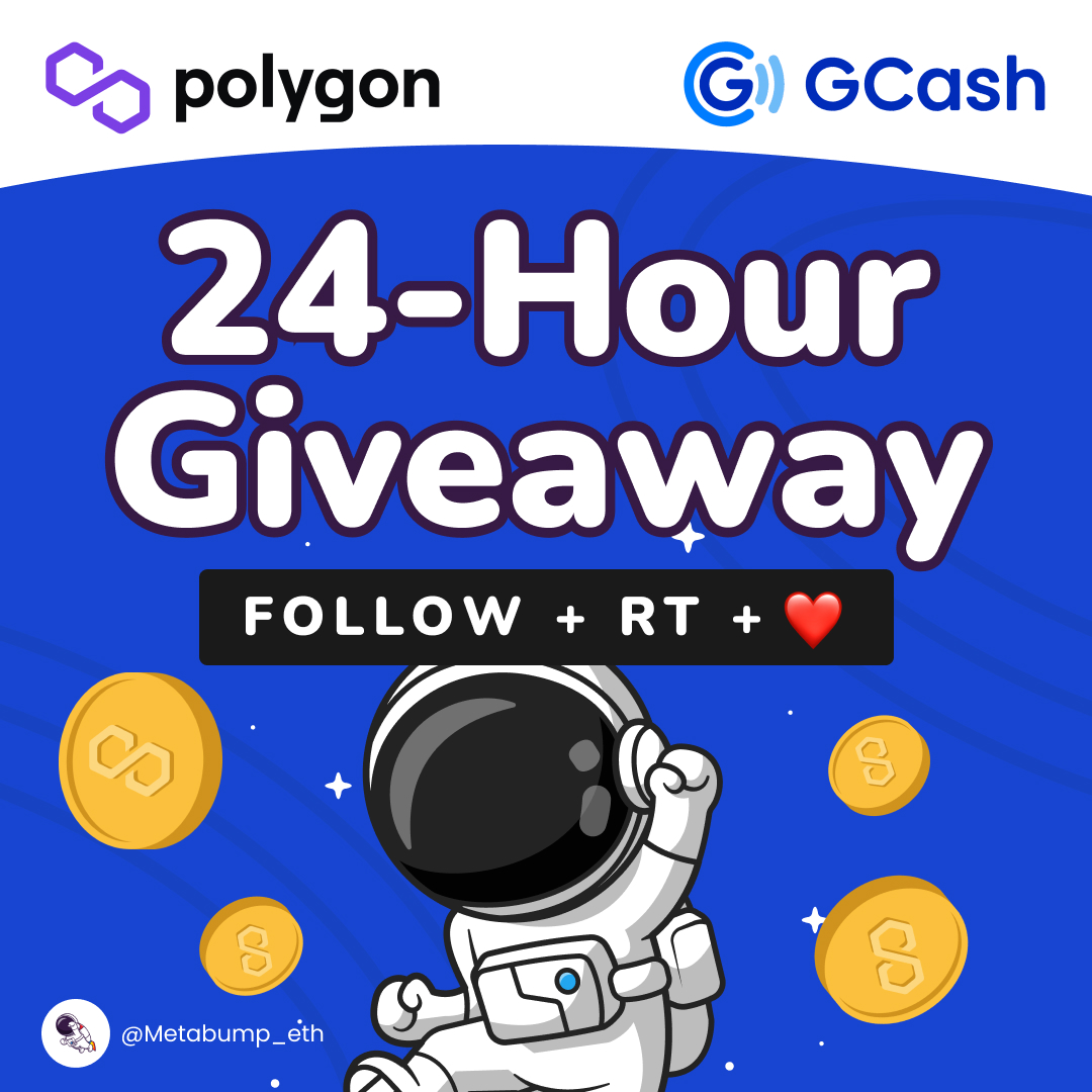 metabump_eth's tweet photo. Sumali at manalo ng 5 $MATIC o 250 #GCASH 😱

🔥 i-RT+ ❤️ lang ang tweet na ito para sumali! 
🔒 At mag follow kay @metabump_eth para ma-qualify. 

 ⏰24hrs ang raffle! Join now!

#Polygon #GiveawayAlert #Airdrop

Good luck! 🍀💰🚀 https://t.co/tnDPEeyBAc