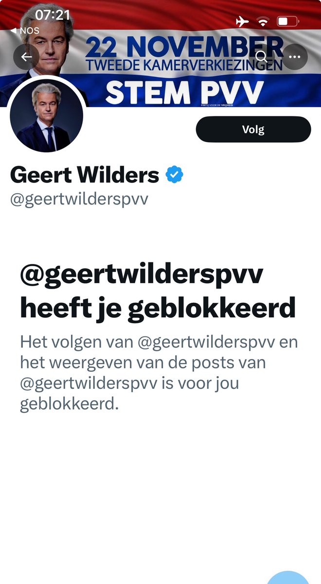 santjekramer's tweet photo. Onze nieuwe #Premier @geertwilderspvv die er voor alle #nederlanders wil zijn, heeft mij geblokkeerd. Dat is al de eerste gebroken #verkiezingsbelofte #verkiezingen2023 https://t.co/lHm3EqvawQ