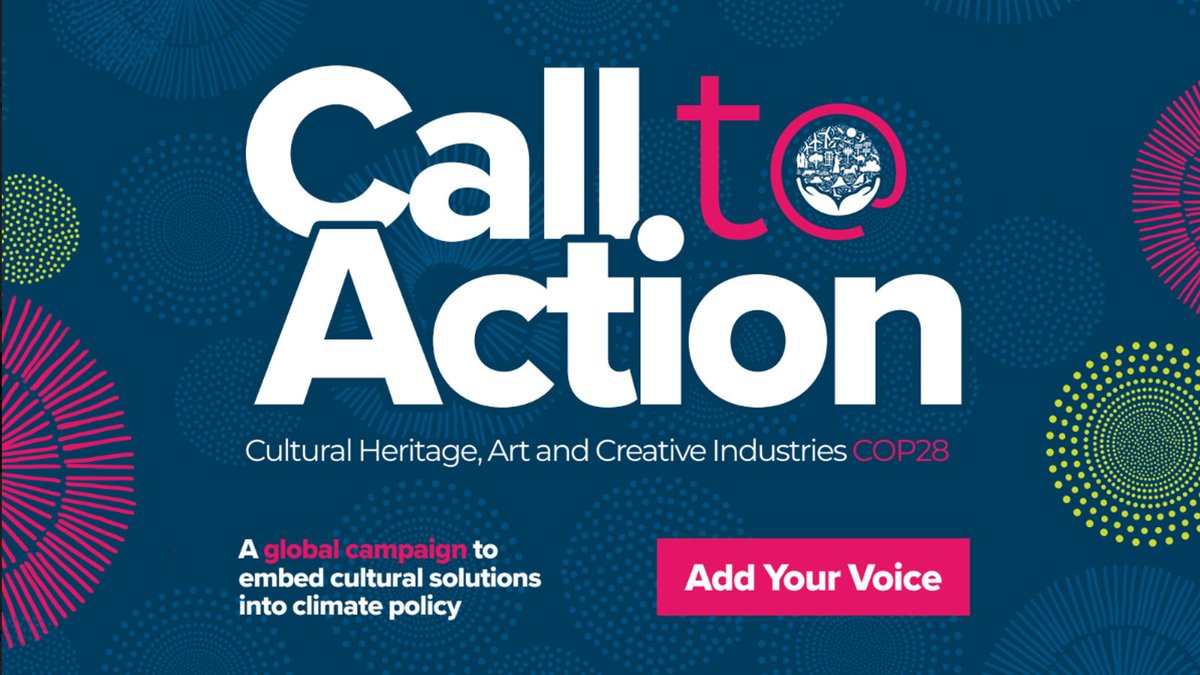 Today we added our voice to the Global Call to Action for @UNFCCC to put #CulturalHeritage at the heart of #ClimateAction at #COP28🌍.

It’s time to scale up action on the most pressing issue of our time - add your voice!👉bit.ly/3SQGR5B

#CultureAtCOP28 #Culture4Climate